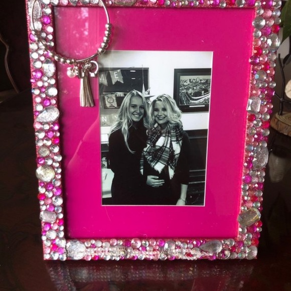 Hot Pink Glitter and Gem Frame - Picture 7 of 8